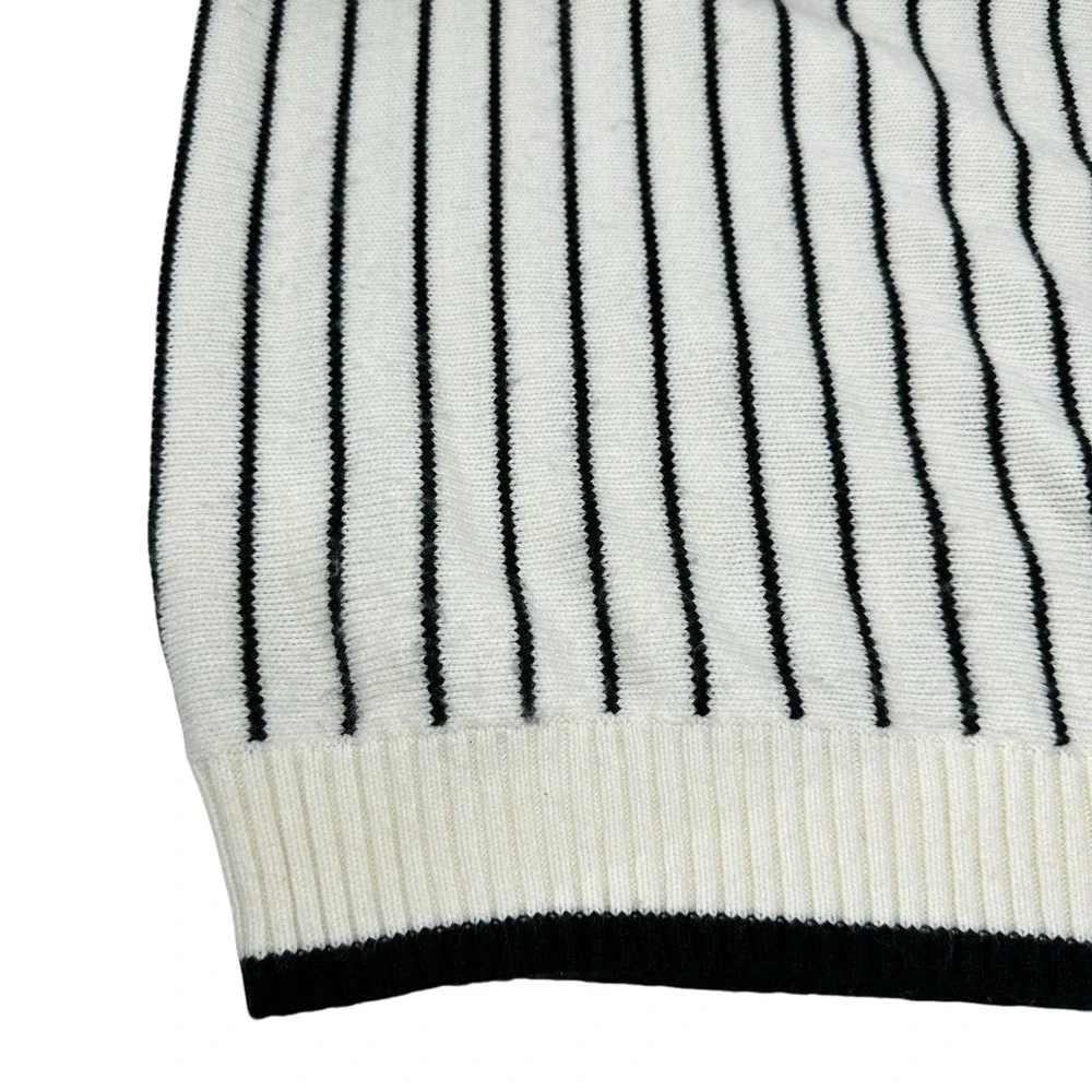 NOIZ Vintage White Acrylic NY‎ Pin Stripe Mock Neck Pullover Sweater Large